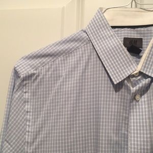 H&M blue and white check button down